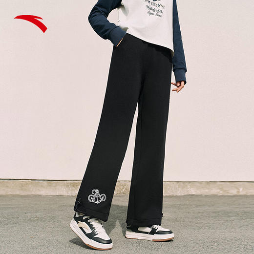 安踏（ANTA）针织复古运动长裤 女子冬季新款印花宽松休闲直筒裤卫裤162518302 商品图2