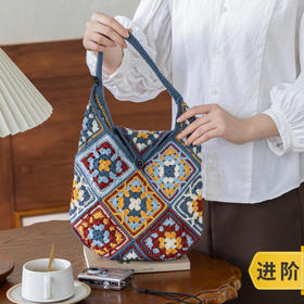 苏苏姐家简蕴复古拼花包包帽子套装手工DIY羊毛钩针毛线材料包