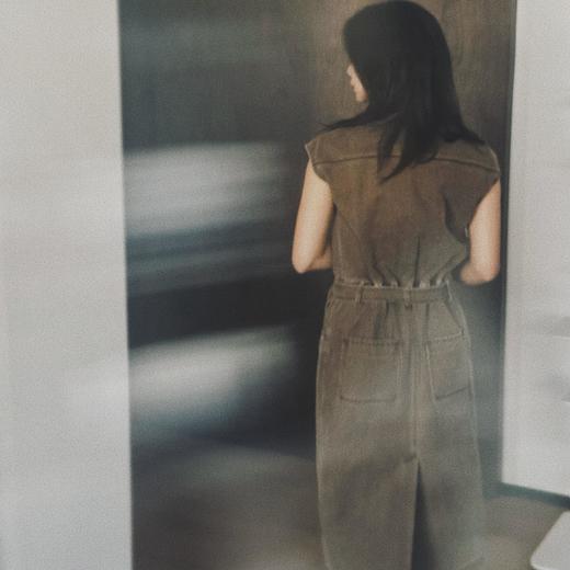 顺丰包邮41814洛诗琳轻奢水染咖复古翻领棉质无袖连体裙666 商品图4