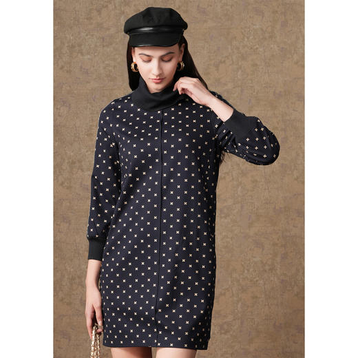 乔万尼秋冬新款连衣裙针织保暖高领打底裙廓形显瘦EI4E527 商品图4