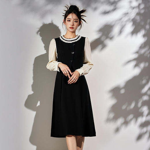 奢姿2025年春季新款大码女装织带圆领裙子胖妹妹温柔洋气连衣裙9951853103 商品图1