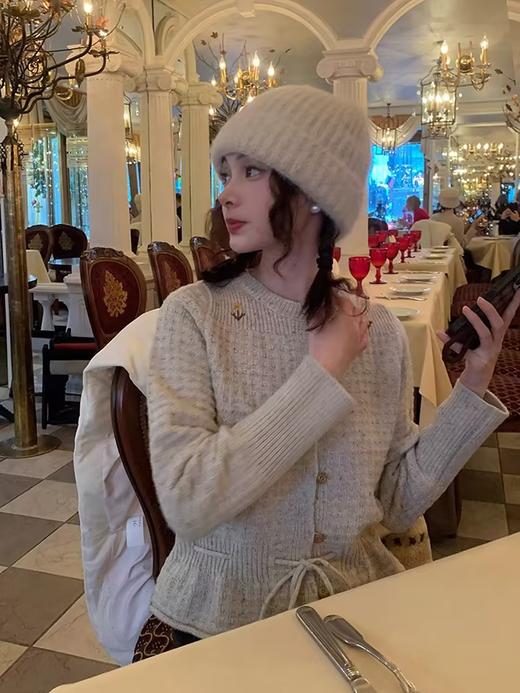 浮生八记/24D207/复古北欧手工钩针花朵华夫格针法系带毛衣 商品图1