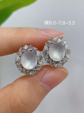 蛋面翡翠耳钉耳扣