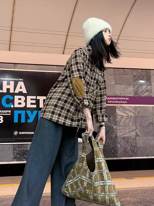 浮生八记/24D200/复古美式磨毛格纹保暖叠穿口袋衬衫 商品图1