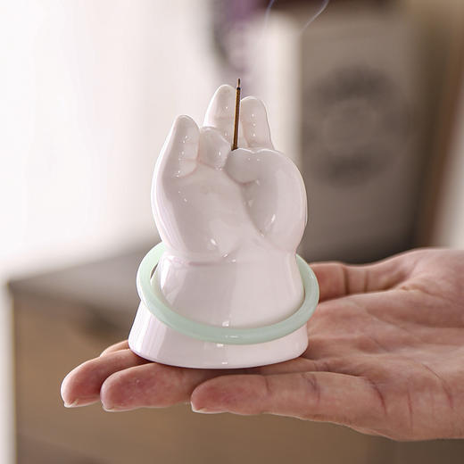 【敦煌小佛手陶瓷香插】敦煌陶瓷小胖佛手线香香插创意香薰炉家用室内摆件香座香座 商品图0