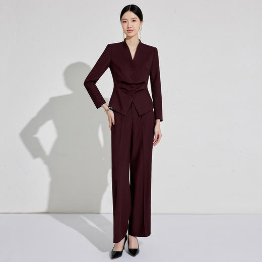 IWY/气质安可拉红西装套装女休闲显瘦直筒裤职业装正装工作服243052C1+WP022 商品图2