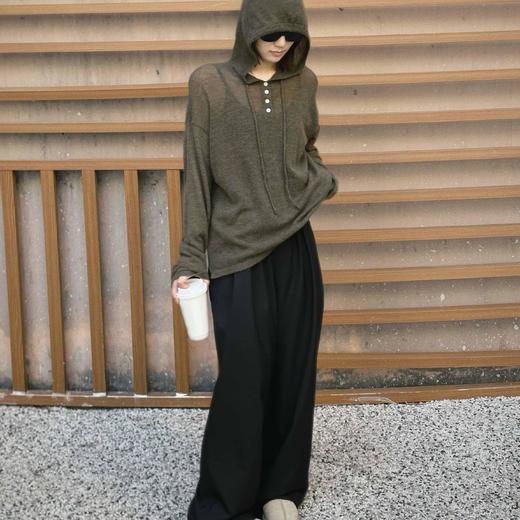 顺丰包邮41302洛诗琳宽松廓形羊驼毛休闲连帽针织罩衫810 商品图4
