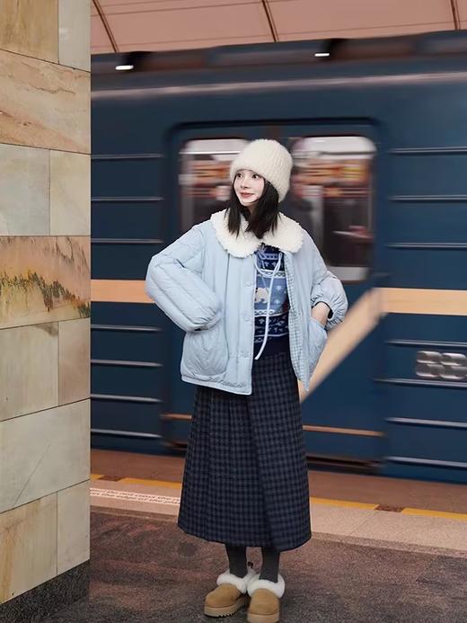 浮生八记/24D183/可拆卸毛领系带正反两穿软糯短款羽绒服 商品图0