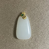 18K古法黄金和田玉（白玉）镶钻吊坠--心生欢喜/小玉牌16*26mm/配镶翡翠、钻石 商品缩略图0