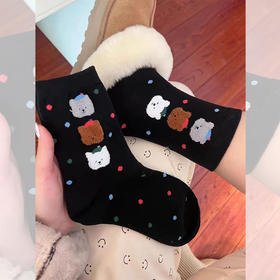 <曾小咸推荐>  植绒小熊中筒袜 