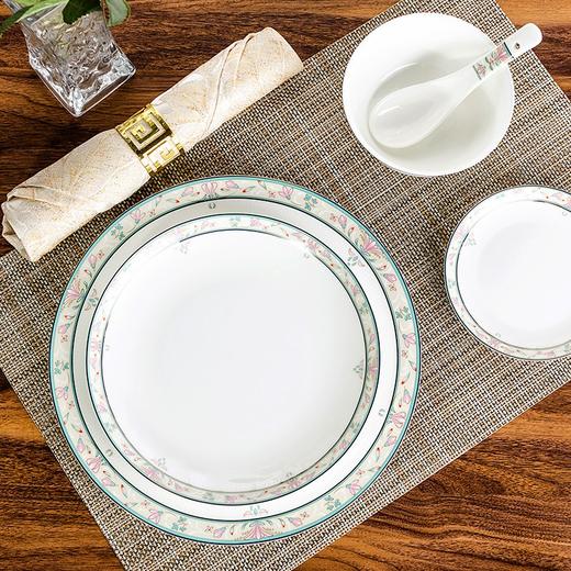 唐惠 碗 碗碟套装家用饭碗盘子勺子骨瓷餐具套装30头中式碗盘釉上彩浮雕工艺烟花三月家居实用礼品餐具 餐具 商品图6