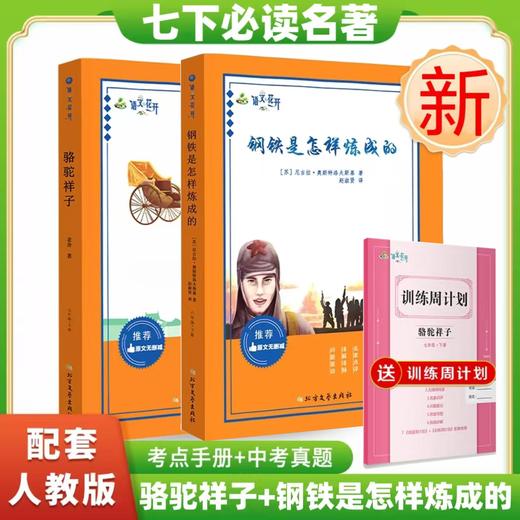 2025语文花开初中七下必读名著钢铁是怎样炼成的骆驼祥子 商品图0