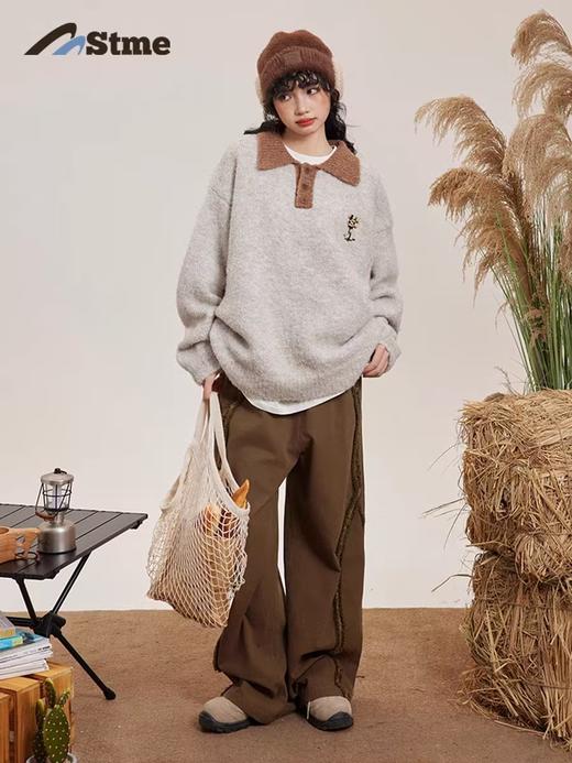早乙女惠子saotome/STMMY243249/圈圈纱撞色领毛衣polo 商品图1