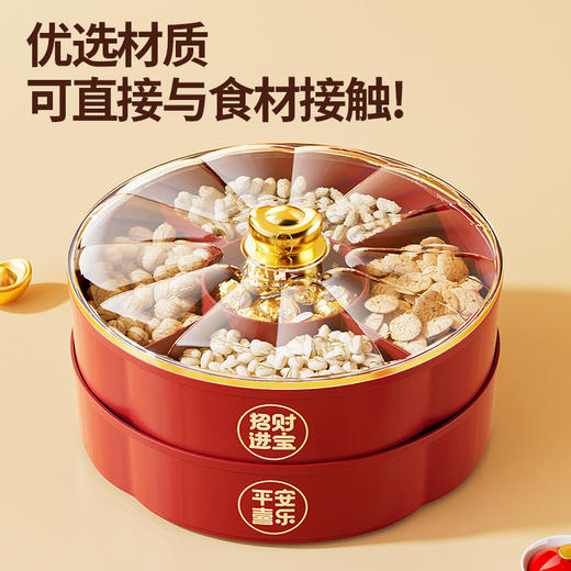 【新中式❗️福气满满旋转果盘】招财进宝，平安喜乐，分层多格设计，新款家用透明带盖新年蛇年春节元宝干果盘糖果盒礼物 商品图2