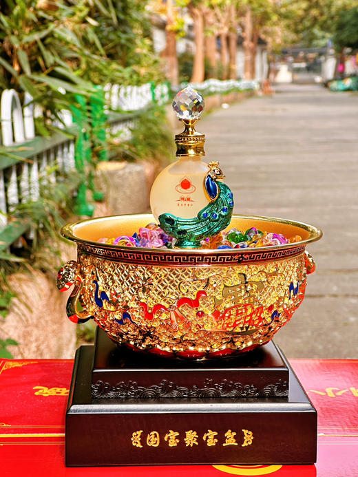 摆件聚宝盆镀金花丝镶嵌珐琅彩摆件送礼乔迁生日商务伴手礼聚宝盆大号摆件 商品图14