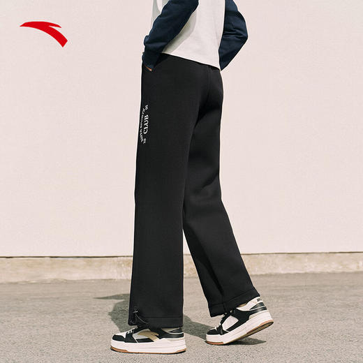 安踏（ANTA）针织复古运动长裤 女子冬季新款印花宽松休闲直筒裤卫裤162518302 商品图4