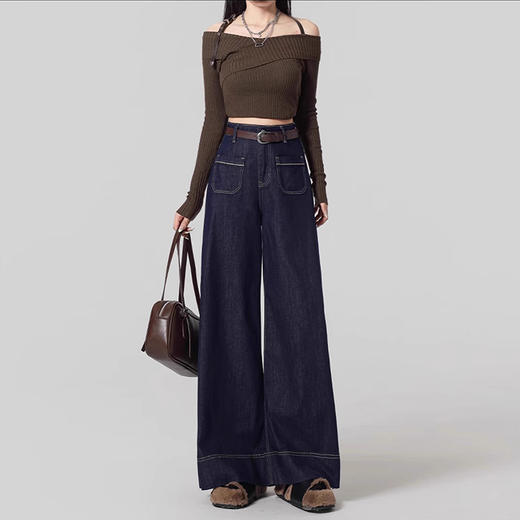 裁缝学苑AQ408复古阔腿牛仔裤纸样女新款小个子高腰拖地裤子 商品图6