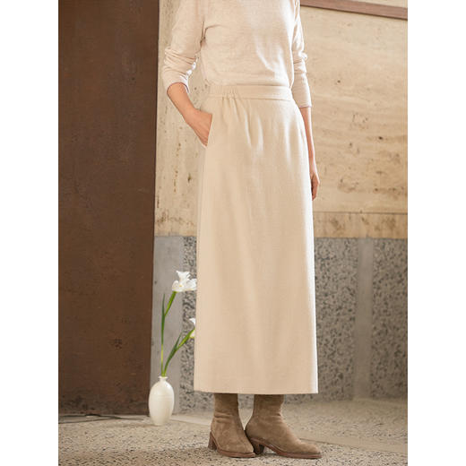 牧衣游原创 进口澳毛毛呢半裙软糯舒服显瘦百搭直筒半身裙 拂衣 商品图3