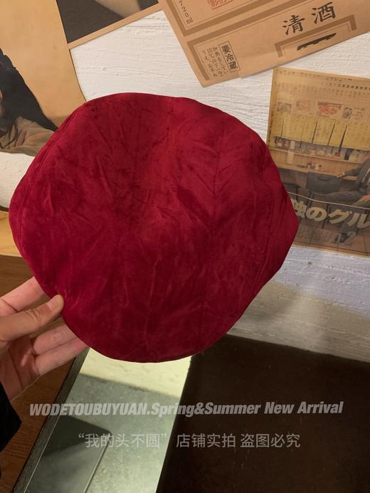 雀说 【我的头不圆】麂皮绒安可拉红前进帽子女秋冬款显脸小鸭舌贝雷帽5ZF-10505 商品图7