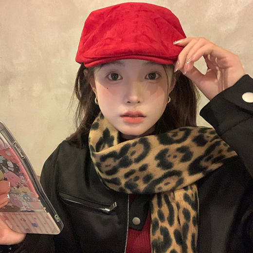 雀说 【我的头不圆】麂皮绒安可拉红前进帽子女秋冬款显脸小鸭舌贝雷帽5ZF-10505 商品图1