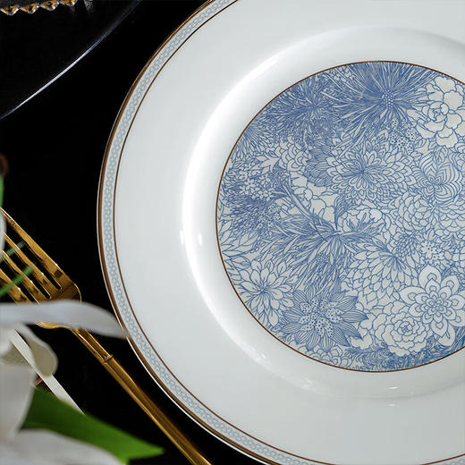 唐惠餐具套装50头唐山骨瓷碗盘餐具碗套装乔迁结婚送礼皮箱装蓝色精灵 蓝色精灵50头 商品图1