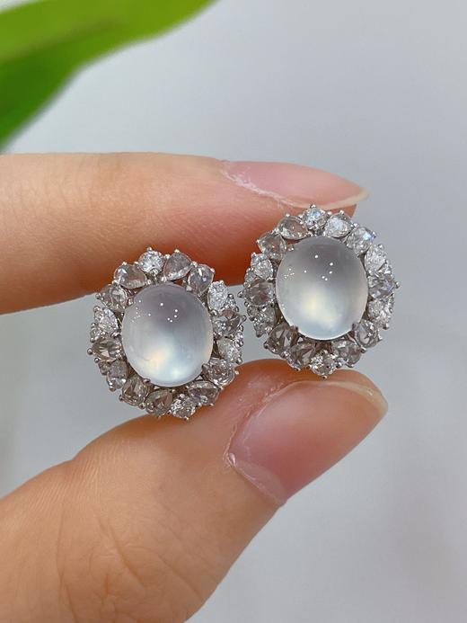 蛋面翡翠耳钉耳扣 商品图1