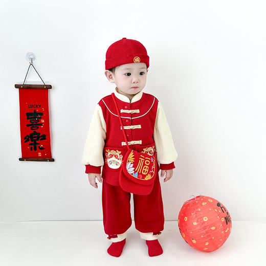 雀说 新年拜年包包儿童婴儿红色新年压岁钱包喜庆国风斜挎包宝宝零钱包5ZF-10509 商品图0