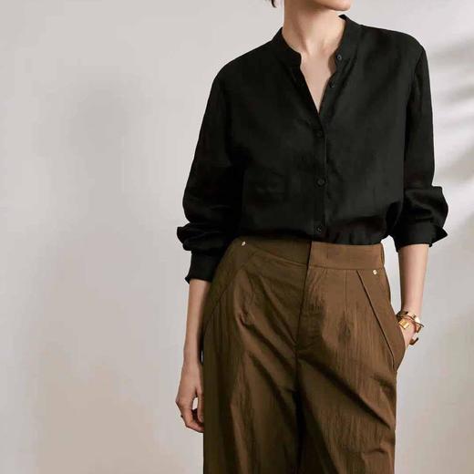 顺丰包邮40901洛诗琳新中式改良小立领禅意老钱风亚麻衬衫006 商品图2