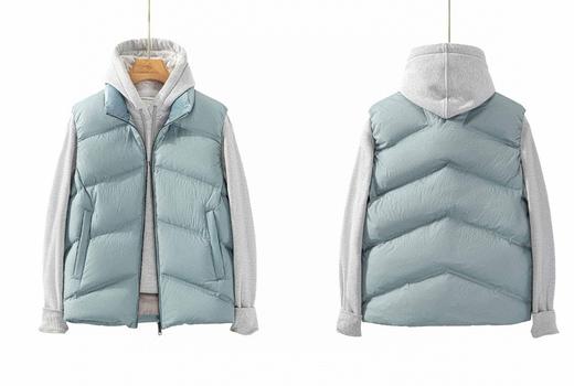 Martine Wester 五格斜切线环保水性涂层面料立领鹅绒马甲11083820 商品图1