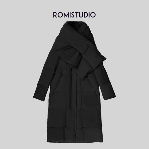 ROMI STUDIO高充绒量白鹅绒冬季中长款带围脖休闲时尚羽绒服W2294 商品图3