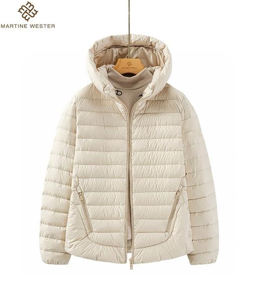 Martine Wester  女密克柔超高密度无胆防绒羽绒面料薄款连帽鹅绒服11383851 商品图1