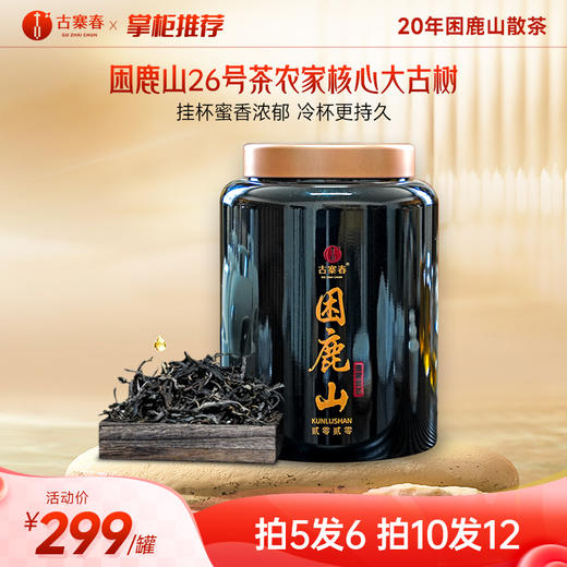 新品上新【困鹿山散茶】2020年头春困鹿山古茶园核心茶地大古树鲜叶，26号茶农李应芝家大古树茶，250克/罐 拍5罐发6罐 商品图0