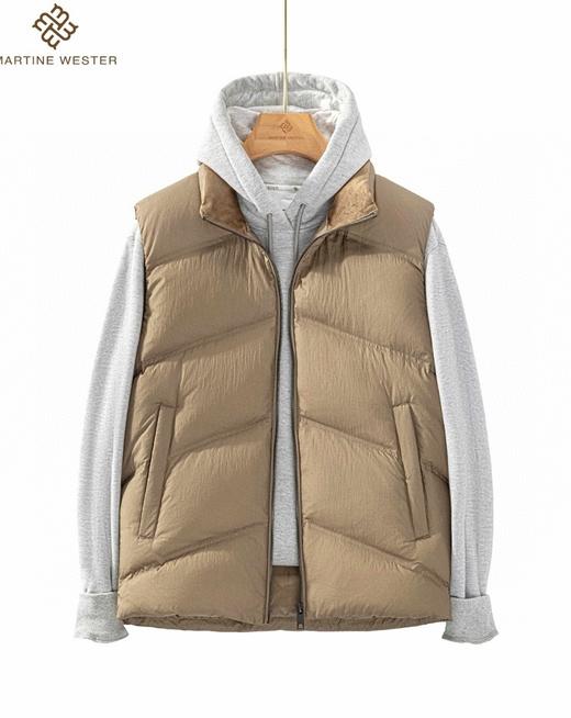 Martine Wester 五格斜切线环保水性涂层面料立领鹅绒马甲11083820 商品图4