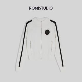 ROMI STUDIO【高定系列】百搭休闲复古白长袖短款棒球服开衫 M3621