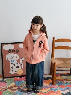 2025春DD日系儿童复古卡通老鼠联名徽章连帽拉链开衫卫衣外套