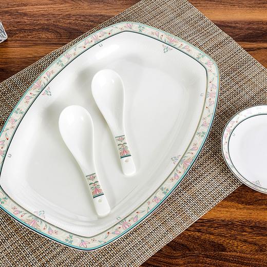 唐惠 碗 碗碟套装家用饭碗盘子勺子骨瓷餐具套装30头中式碗盘釉上彩浮雕工艺烟花三月家居实用礼品餐具 餐具 商品图5