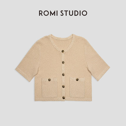 ROMI STUDIO“法式精致”圆领单排扣针织短袖香风开衫 M3751 商品图0