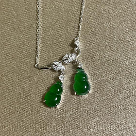 18K白金翡翠镶钻葫芦项链/葫芦5*8mm