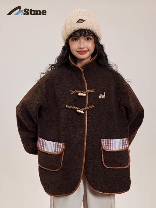 早乙女惠子saotome/STMWT243273/青果领牛角扣羊羔毛外套 商品图1