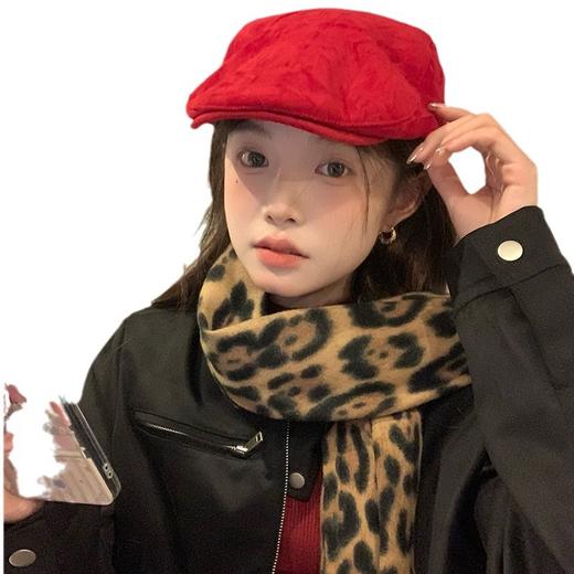 雀说 【我的头不圆】麂皮绒安可拉红前进帽子女秋冬款显脸小鸭舌贝雷帽5ZF-10505 商品图4