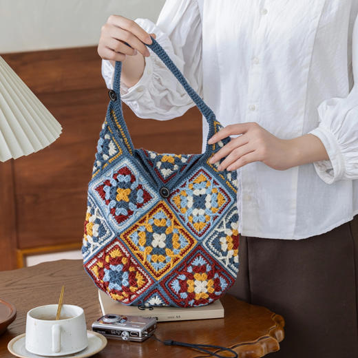 苏苏姐家简蕴复古拼花包包帽子套装手工DIY羊毛钩针毛线材料包 商品图1