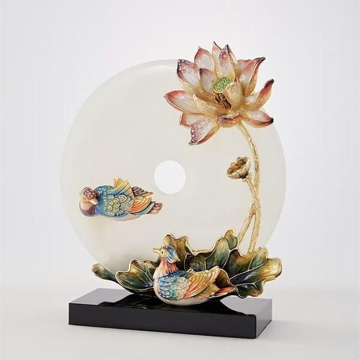 【彼达思】罗比罗丹 荷塘月色平安扣 珐琅彩摆件25x9x29.5cm 商品图2