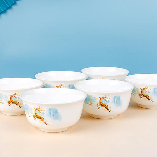 唐惠 碗筷家用套装 年会婚庆 礼品碗具筷子中式餐具组合礼品碗套装新款家用4.5寸金钟面碗六碗福鹿同行 套餐 商品图3