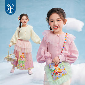 年衣童装女童衬衫2025年春新款复古新中式古风衬衣儿童甜美娃娃衫桃花奶糕衬衫