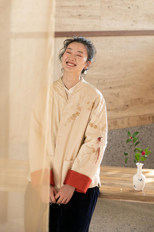 牧衣游原创 丝棉手工刺绣短外套新款质朴复古百搭新中式外套 茹欢 商品图5