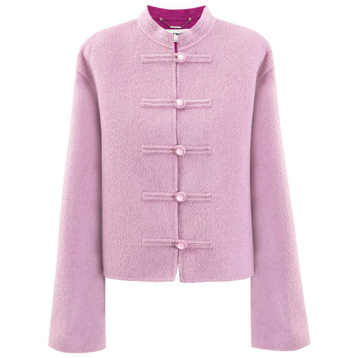 [姜妍同款]SELFWHO绵羊毛新中式大衣外套女25春季国风粉色短上衣 商品图4