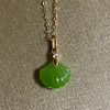 18K玫瑰金和田玉（碧玉）项链--小贝壳/双面贝壳9*10mm/链长40+2cm/苹果绿 商品缩略图0