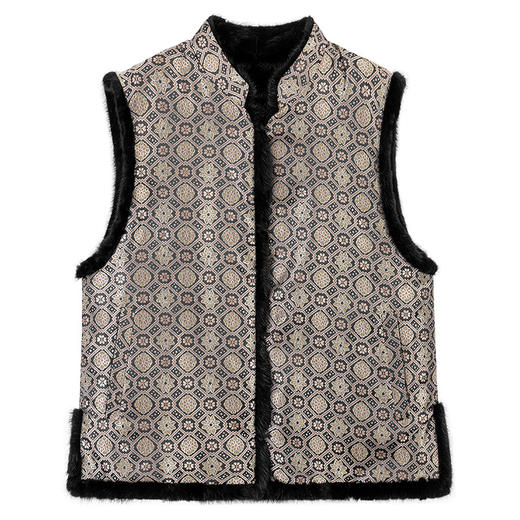 丁摩 冬季新款皮草外套女水貂毛双面穿马甲背心貂皮大衣年轻款5ZF-10520 商品图7