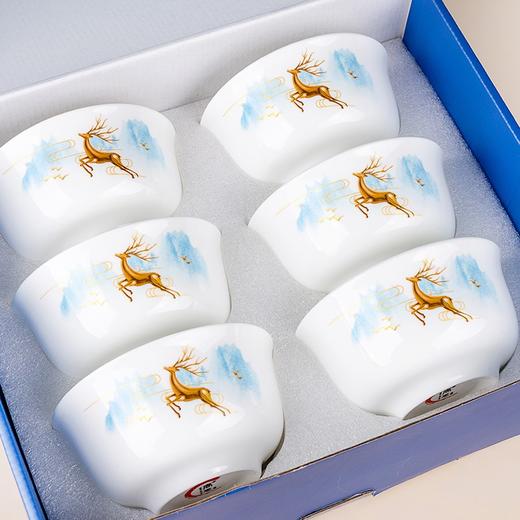 唐惠 碗筷家用套装 年会婚庆 礼品碗具筷子中式餐具组合礼品碗套装新款家用4.5寸金钟面碗六碗福鹿同行 套餐 商品图7