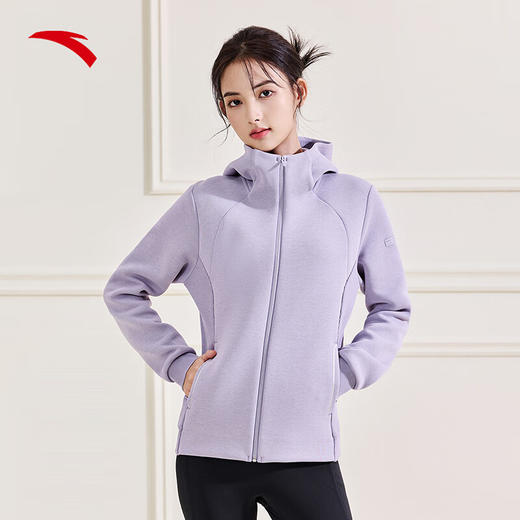 安踏易打理运动外套女士冬季新款百搭连帽针织开衫上衣162517707S 商品图2